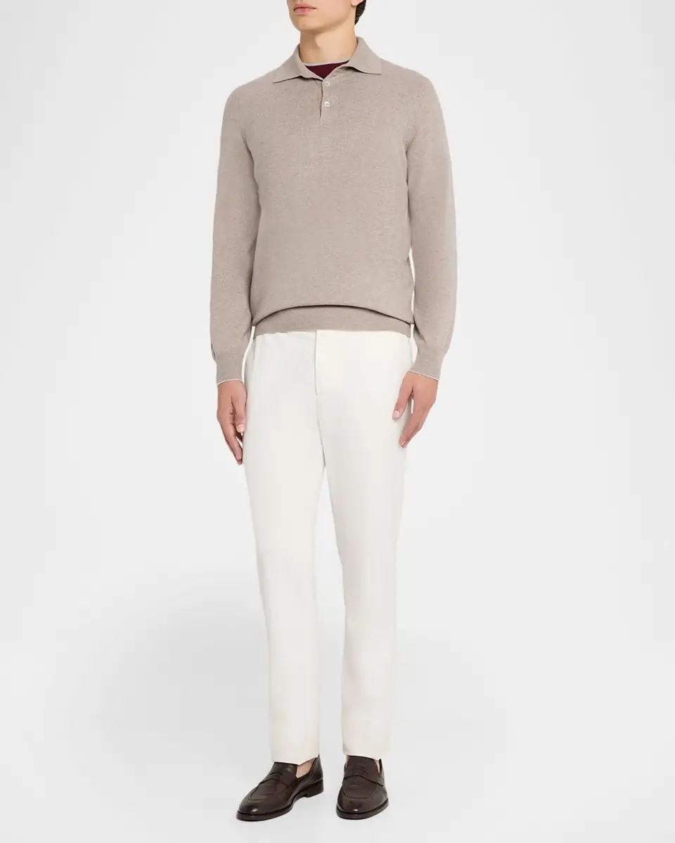Brunello Cucinelli Men's Premium Cashmere Polo Sweater | Thumbnail 2 Brunello Cucinelli Men's Premium Cashmere Polo Sweater | Thumbnail 2