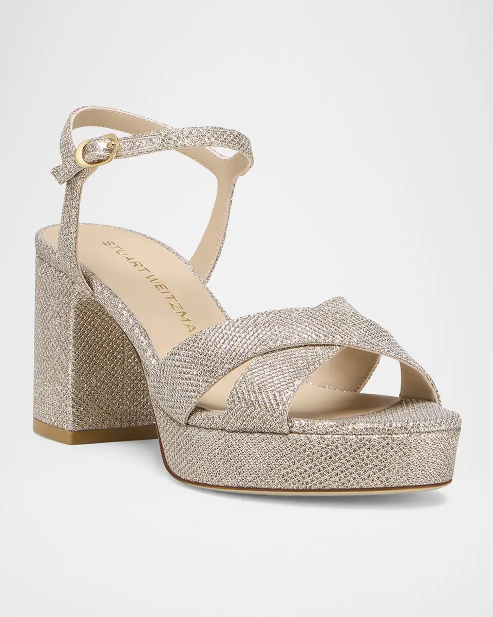 Stuart Weitzman Dayna Metallic Crisscross Platform Sandals | Thumbnail 2 Stuart Weitzman Dayna Metallic Crisscross Platform Sandals | Thumbnail 2