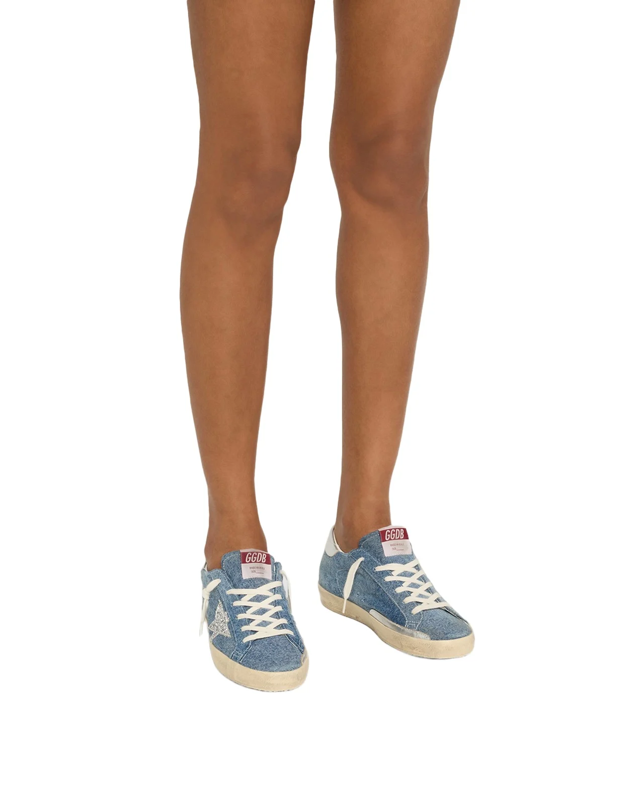 Golden Goose Super-Star Denim Glitter-Star Low-Top Sneakers