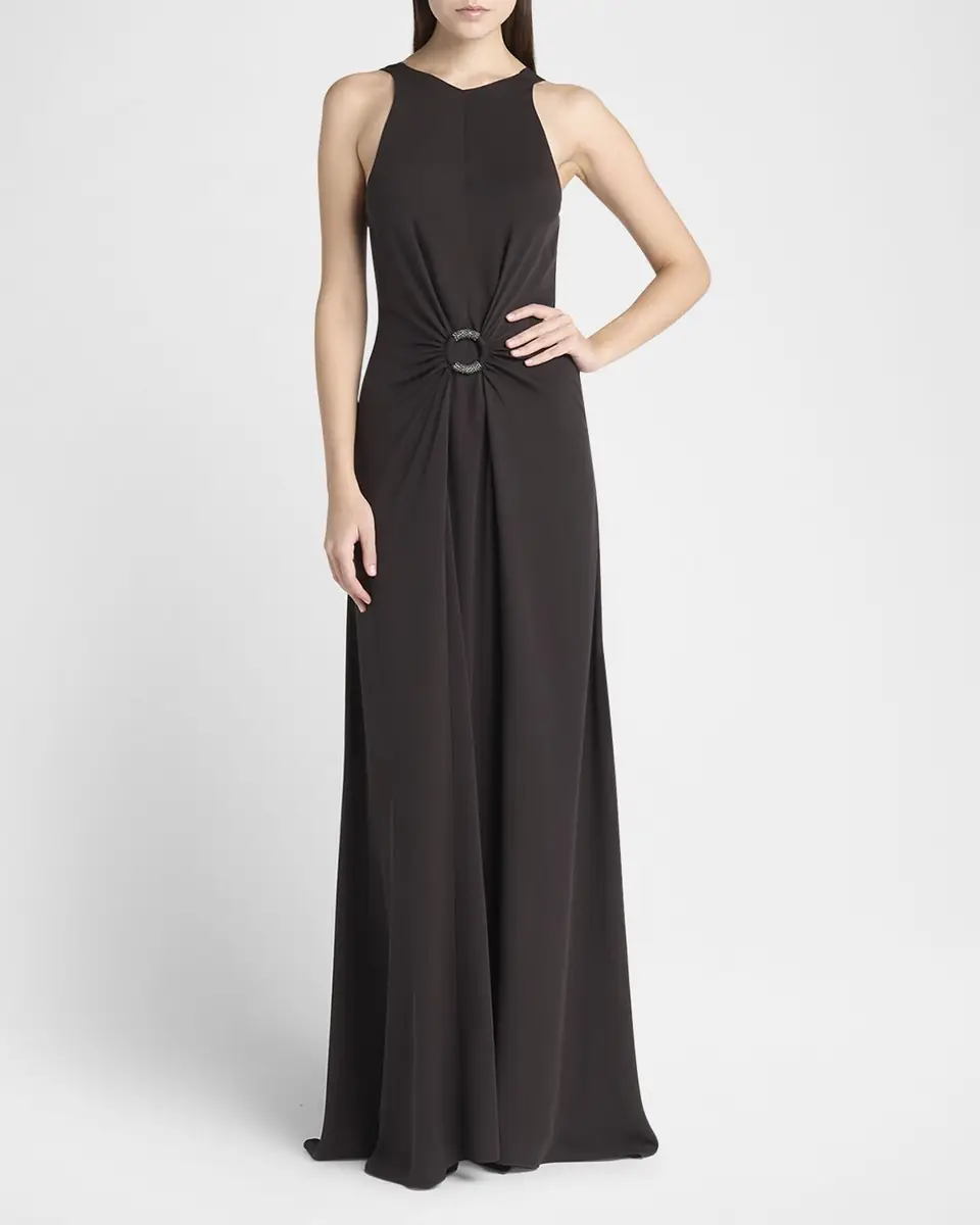 Giorgio Armani Beaded-Ring Silk Georgette Backless Gown | Thumbnail 2 Giorgio Armani Beaded-Ring Silk Georgette Backless Gown | Thumbnail 2