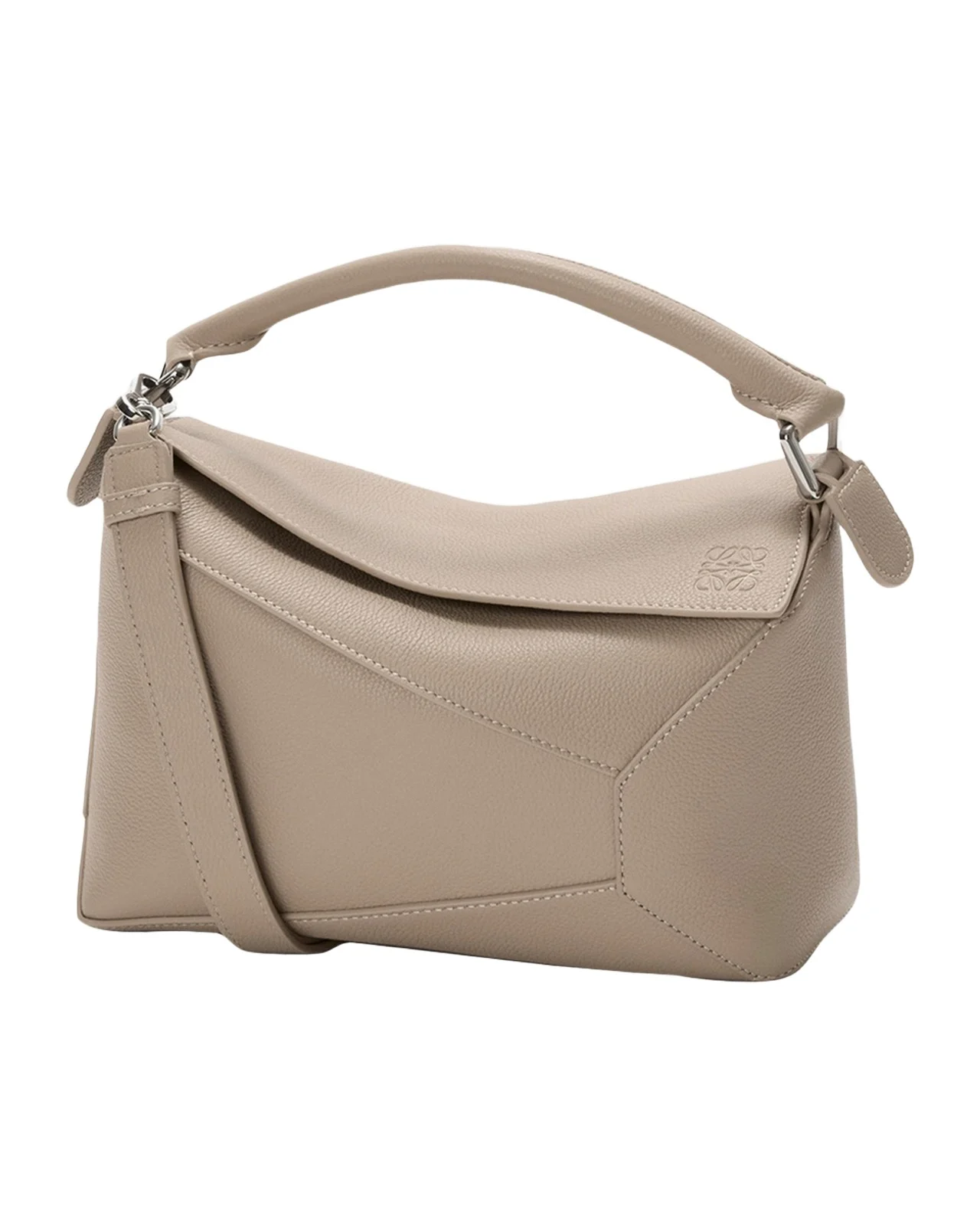 Puzzle Edge Small Top-Handle Bag in Grain Leather