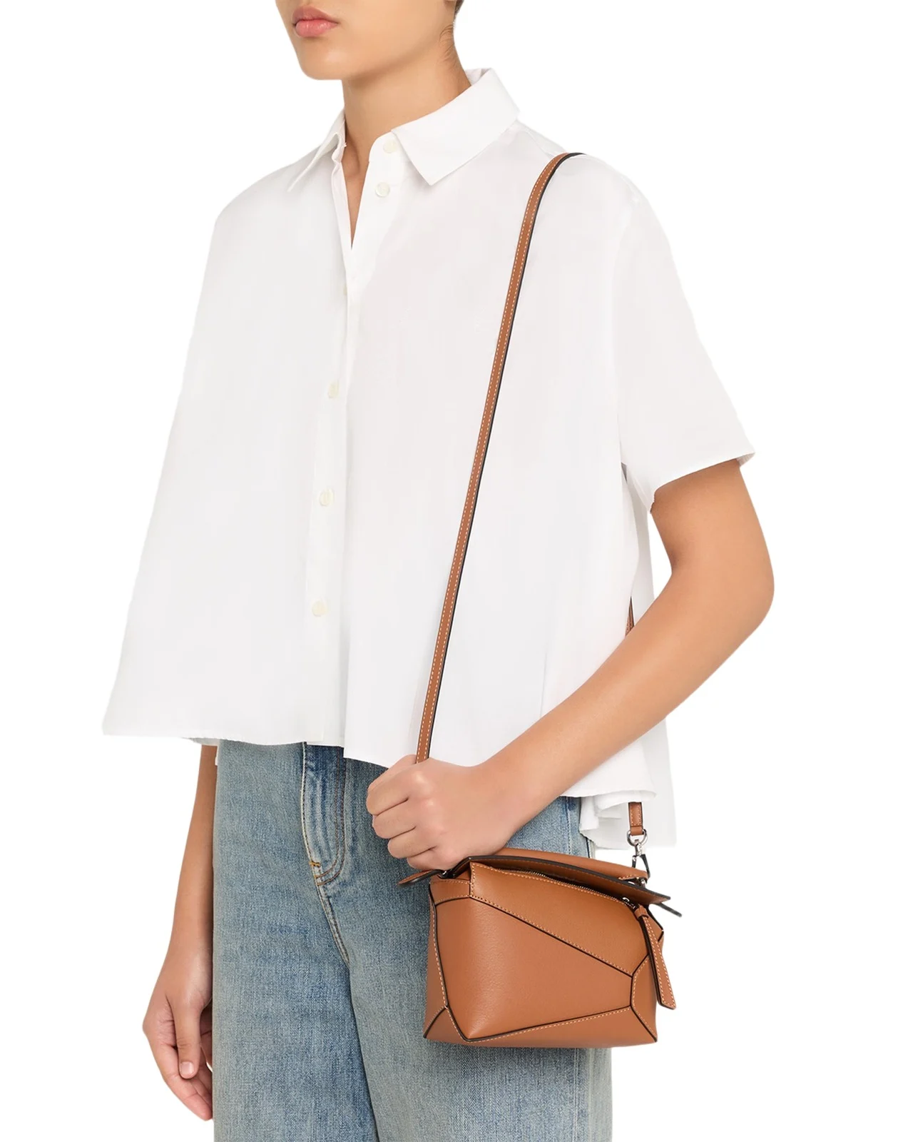 Puzzle Edge Mini Top-Handle Bag in Calfskin Leather Puzzle Edge Mini Top-Handle Bag in Calfskin Leather