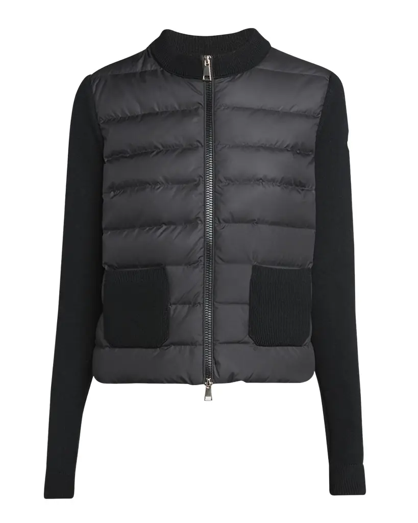 Moncler Padded Wool Zip-Up Cardigan | Image 1 Moncler Padded Wool Zip-Up Cardigan | Image 1