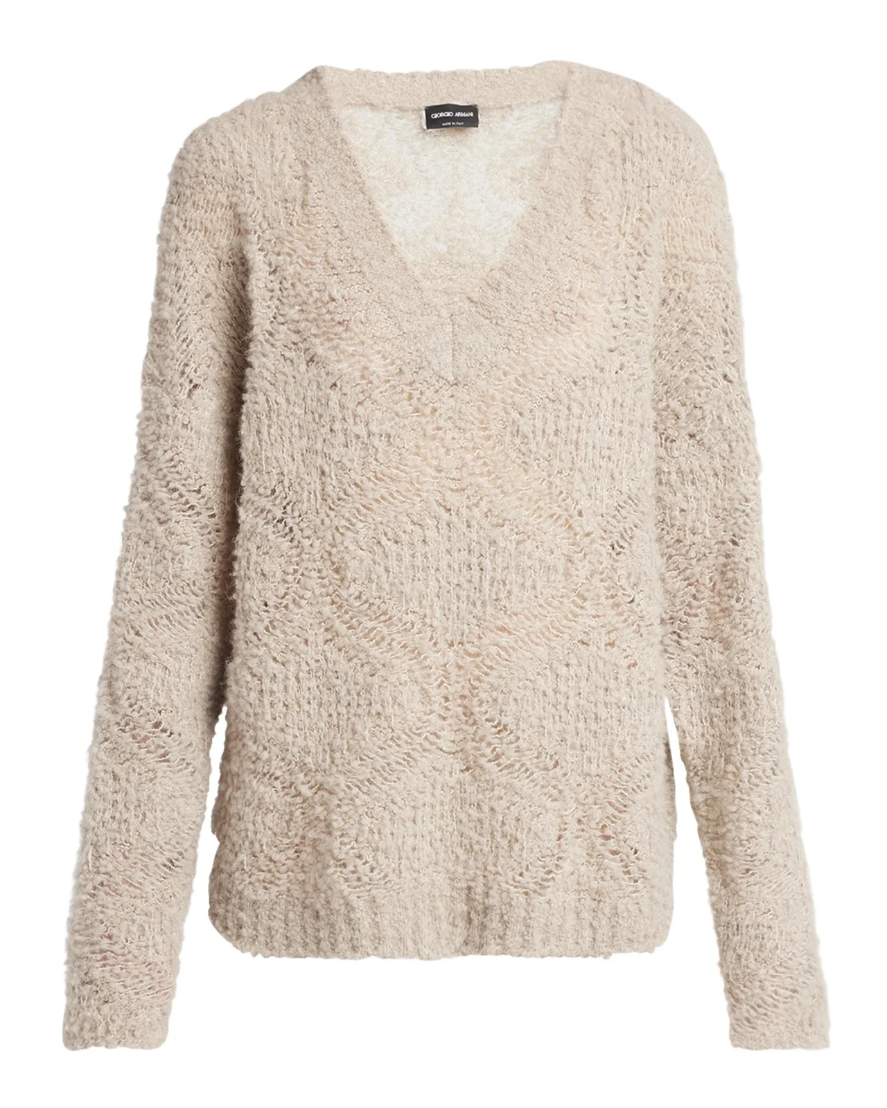 V-Neck Wool Cashmere Open-Knit Sweater V-Neck Wool Cashmere Open-Knit Sweater