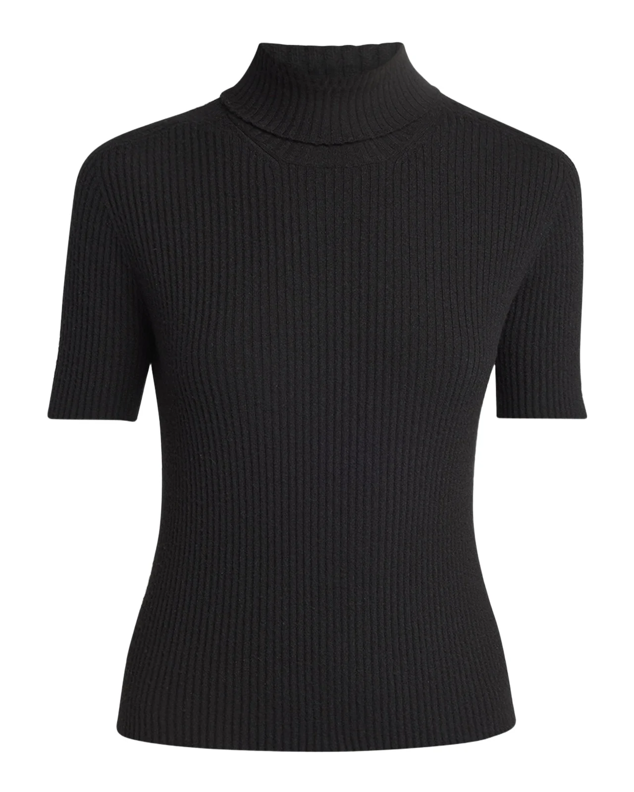 Turtleneck Short-Sleeve Cashmere Rib Sweater Turtleneck Short-Sleeve Cashmere Rib Sweater