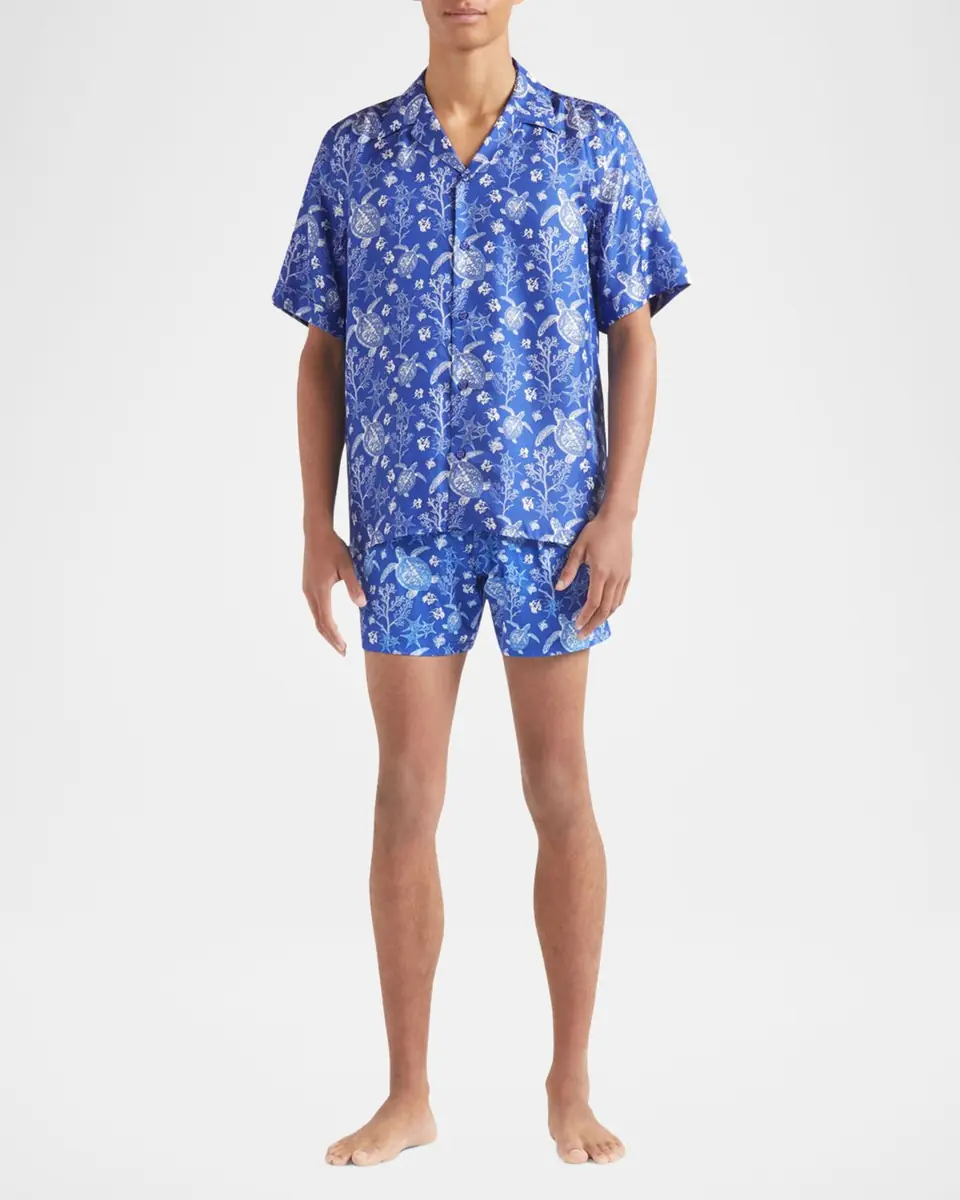 Vilebrequin Men's Silk X-Ray Turtles Bowling Shirt | Thumbnail 2 Vilebrequin Men's Silk X-Ray Turtles Bowling Shirt | Thumbnail 2