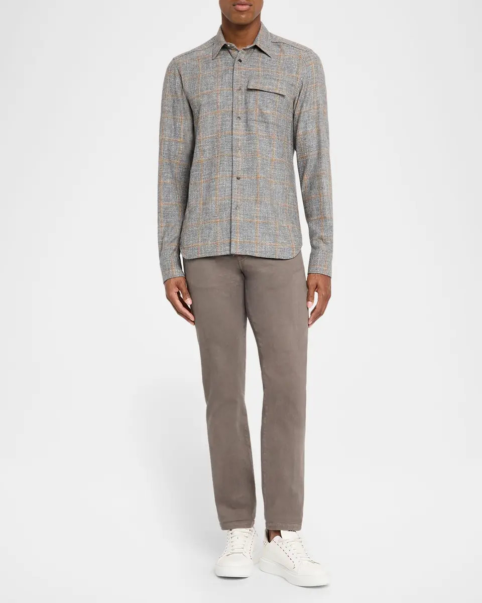 Kiton Men's Windowpane Snap-Front Overshirt | Thumbnail 2 Kiton Men's Windowpane Snap-Front Overshirt | Thumbnail 2