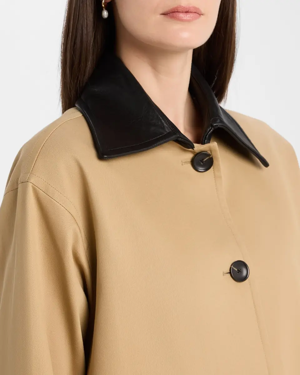 Maria McManus Leather-Collar A-Line Long Swing Coat | Thumbnail 5 Maria McManus Leather-Collar A-Line Long Swing Coat | Thumbnail 5