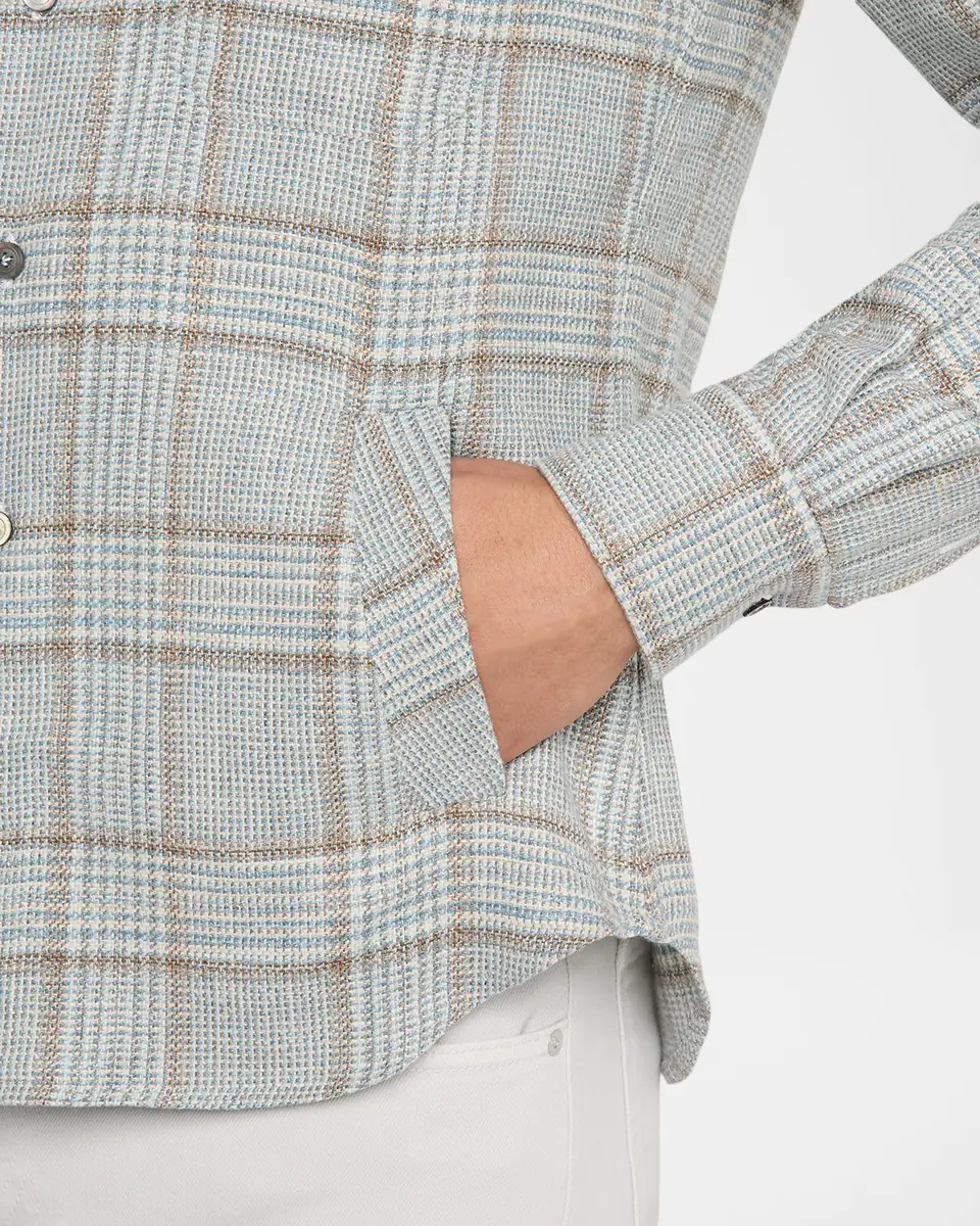 Kiton Men's Wool-Blend Plaid Overshirt with Pockets | Thumbnail 5 Kiton Men's Wool-Blend Plaid Overshirt with Pockets | Thumbnail 5