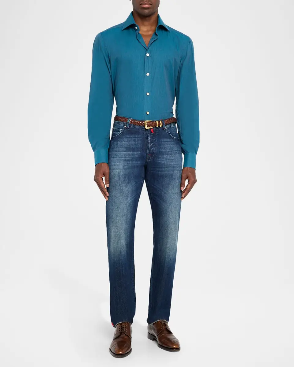 Kiton Men's Cotton Sport Shirt | Thumbnail 2 Kiton Men's Cotton Sport Shirt | Thumbnail 2