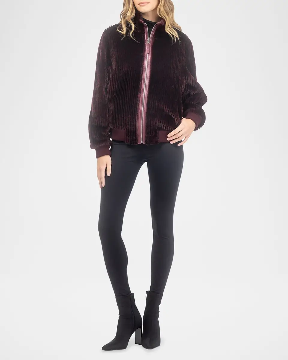 Gorski Reversible Select Grooved Shearling Lamb Insignia Bomber Jacket | Thumbnail 2 Gorski Reversible Select Grooved Shearling Lamb Insignia Bomber Jacket | Thumbnail 2