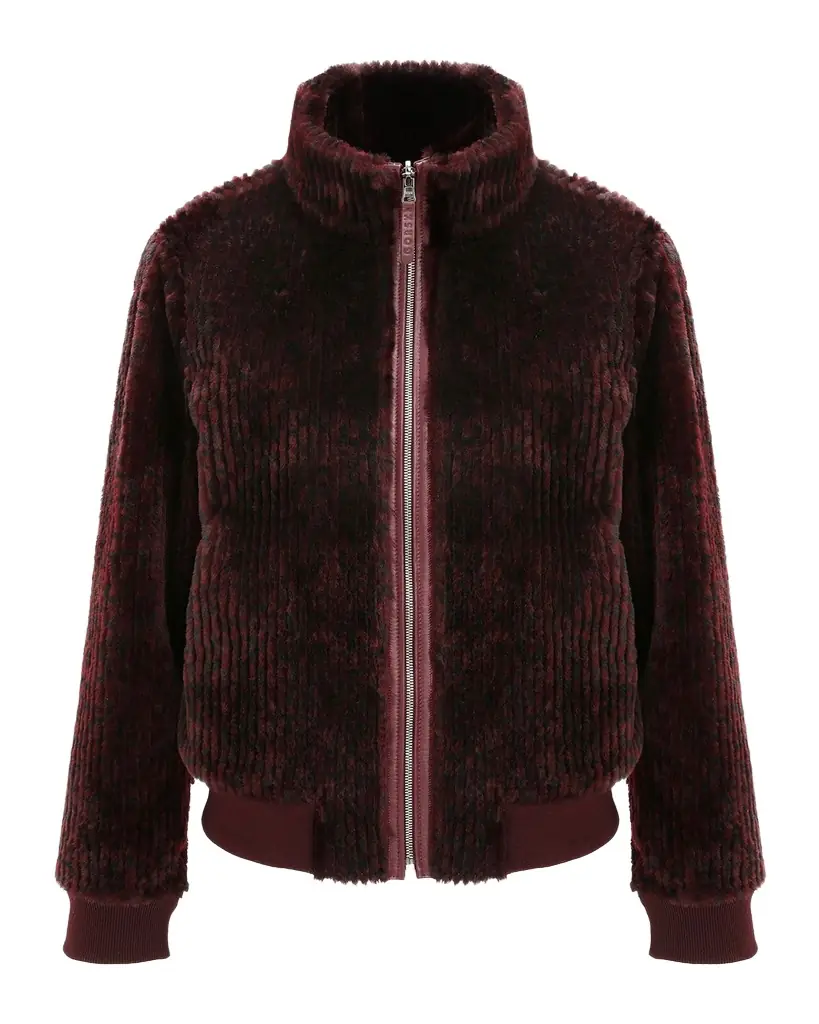 Reversible Select Grooved Shearling Lamb Insignia Bomber Jacket Reversible Select Grooved Shearling Lamb Insignia Bomber Jacket