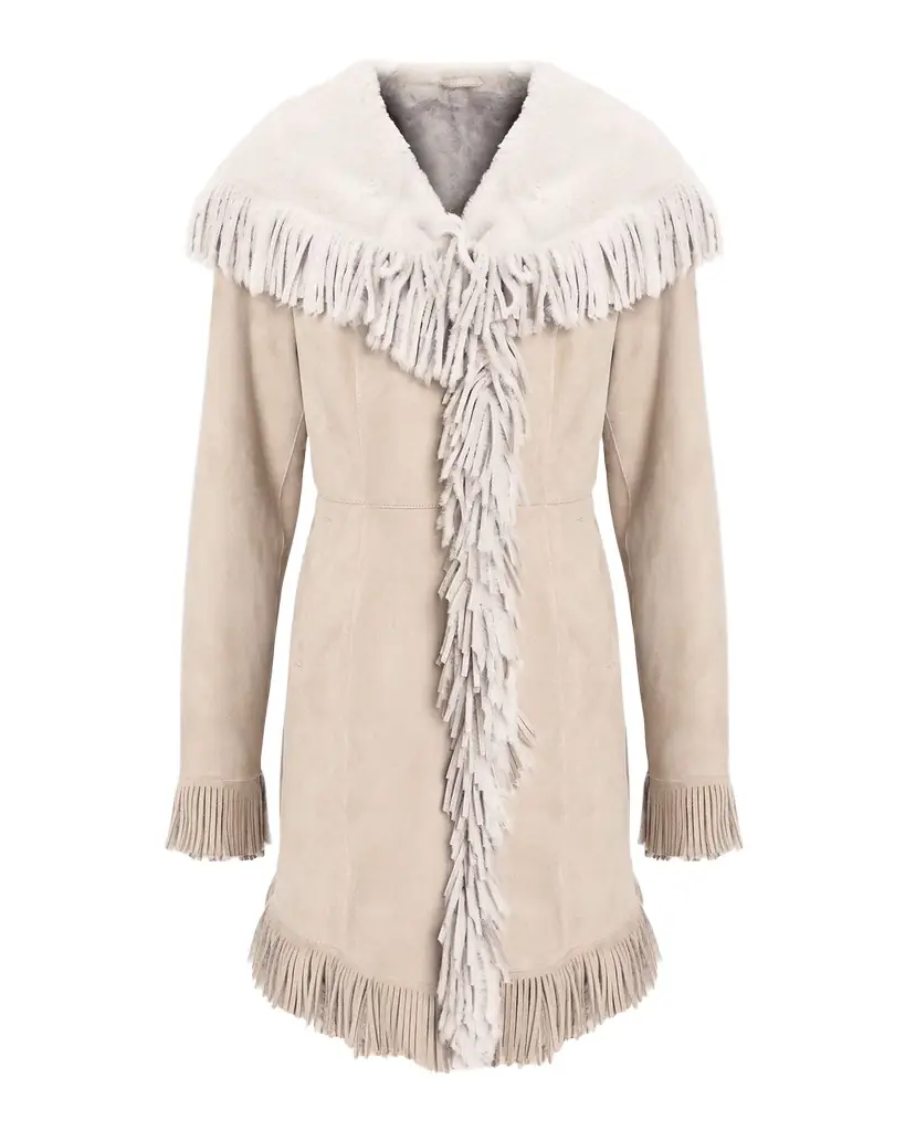Merino Shearling Lamb Parka With Fringes Merino Shearling Lamb Parka With Fringes