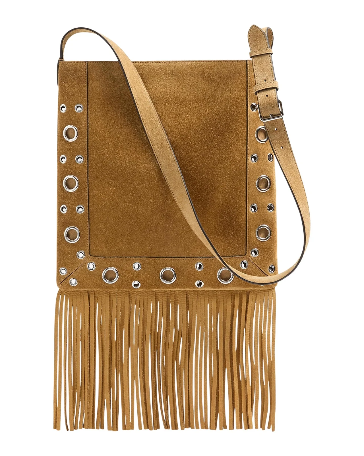 Nellcote Studded Fringe Suede Crossbody Bag