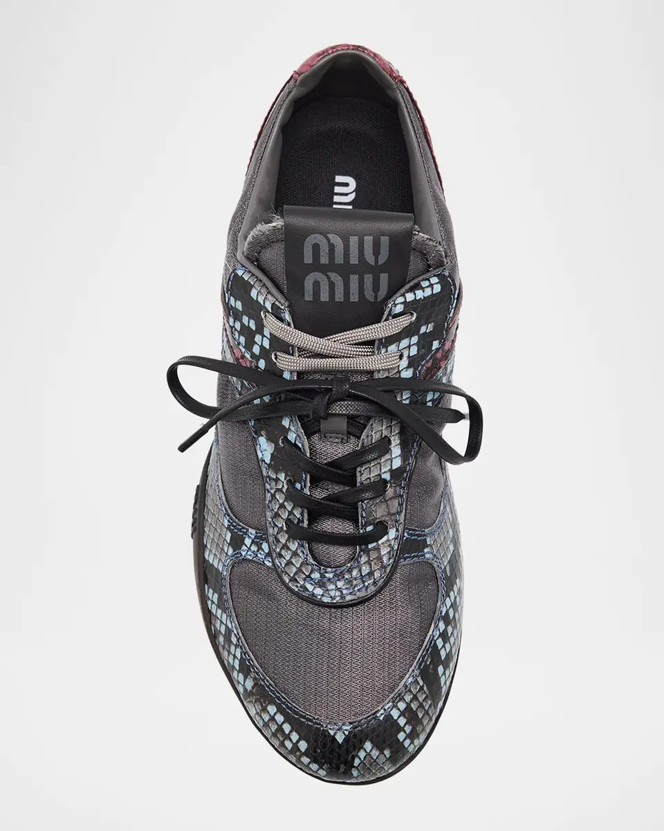 Miu Miu Gymnasium Technical Fabric and Python Low-Top Sneakers | Thumbnail 6 Miu Miu Gymnasium Technical Fabric and Python Low-Top Sneakers | Thumbnail 6