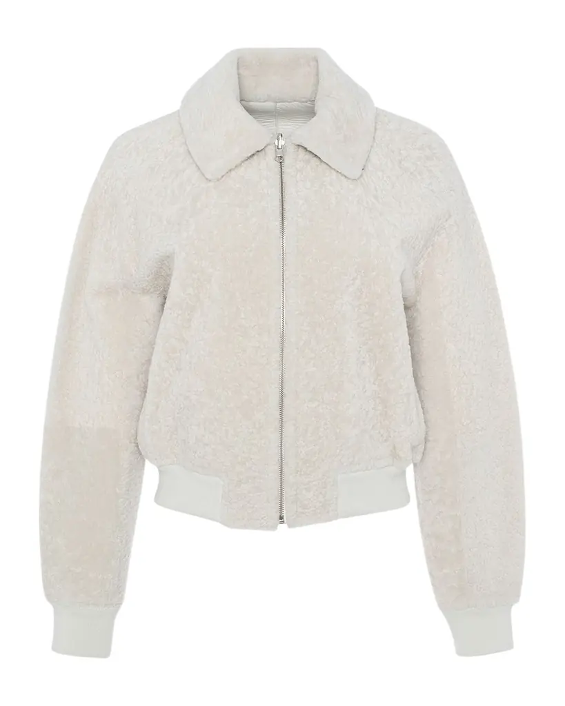 Reversible Textured Lamb Shearling Zip Jacket Reversible Textured Lamb Shearling Zip Jacket