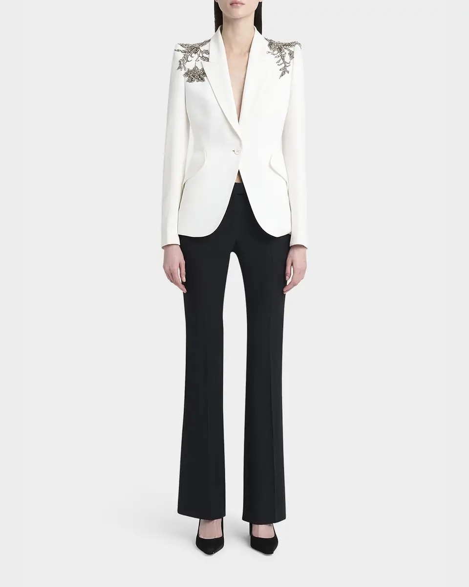 Alexander McQueen Crystal Embellished Shoulder Single-Breasted Blazer | Thumbnail 2