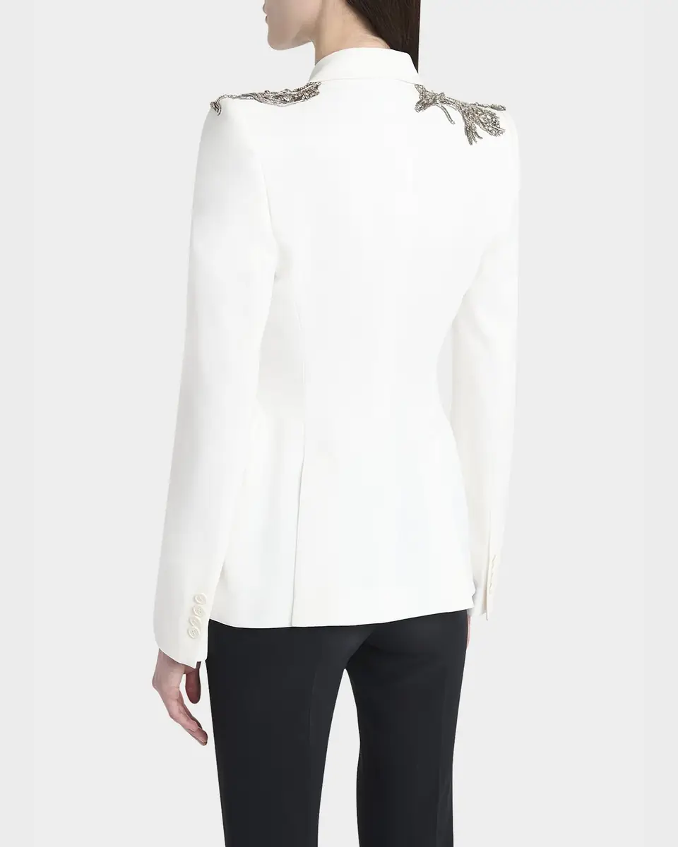 Alexander McQueen Crystal Embellished Shoulder Single-Breasted Blazer | Thumbnail 3