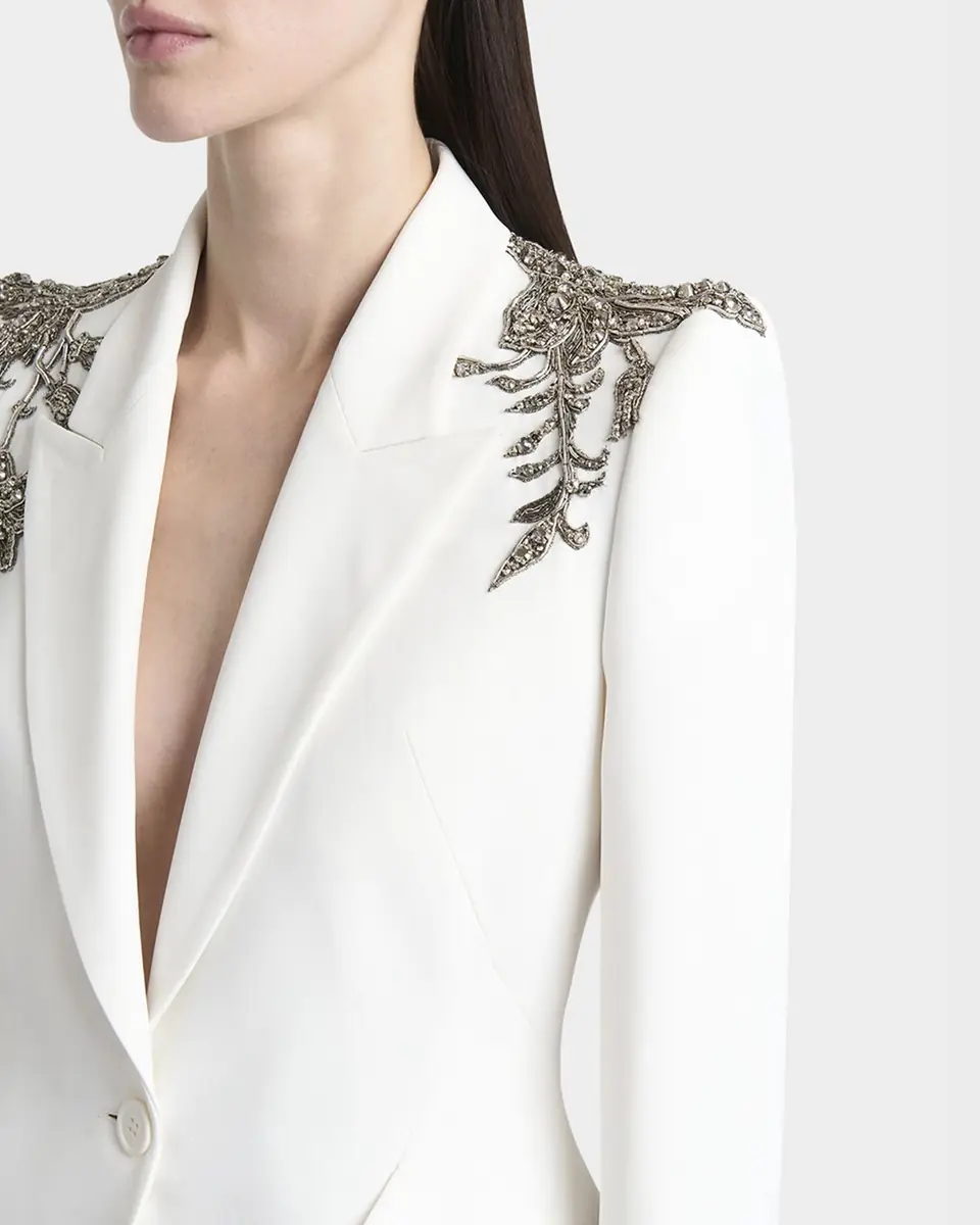 Alexander McQueen Crystal Embellished Shoulder Single-Breasted Blazer | Thumbnail 5