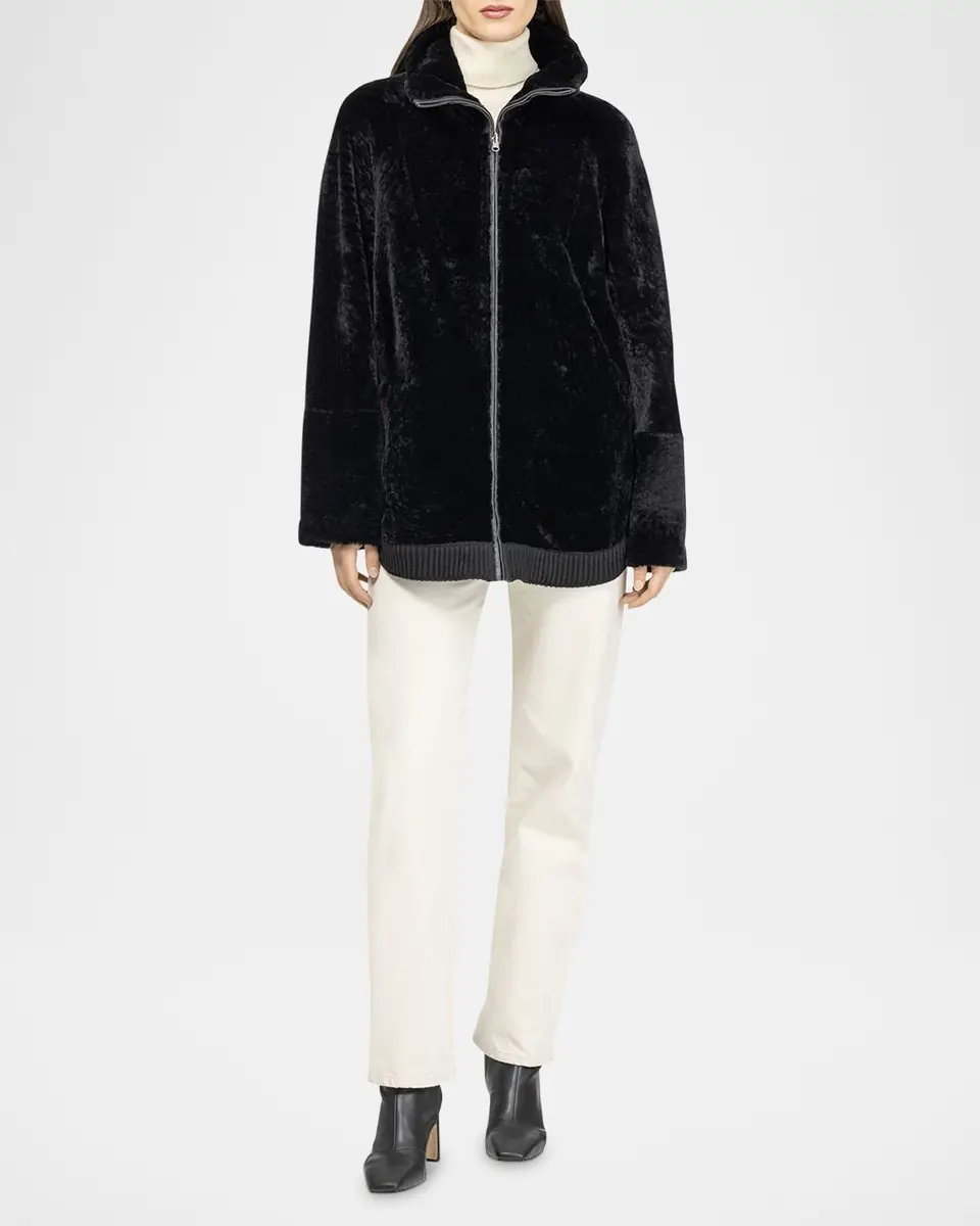 Gorski Textured Shearling Lamb Zip Jacket | Thumbnail 2 Gorski Textured Shearling Lamb Zip Jacket | Thumbnail 2