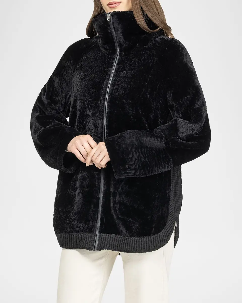 Gorski Textured Shearling Lamb Zip Jacket | Thumbnail 4 Gorski Textured Shearling Lamb Zip Jacket | Thumbnail 4