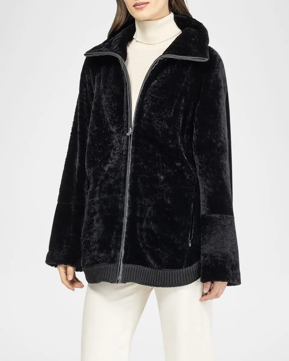 Gorski Textured Shearling Lamb Zip Jacket | Thumbnail 5 Gorski Textured Shearling Lamb Zip Jacket | Thumbnail 5