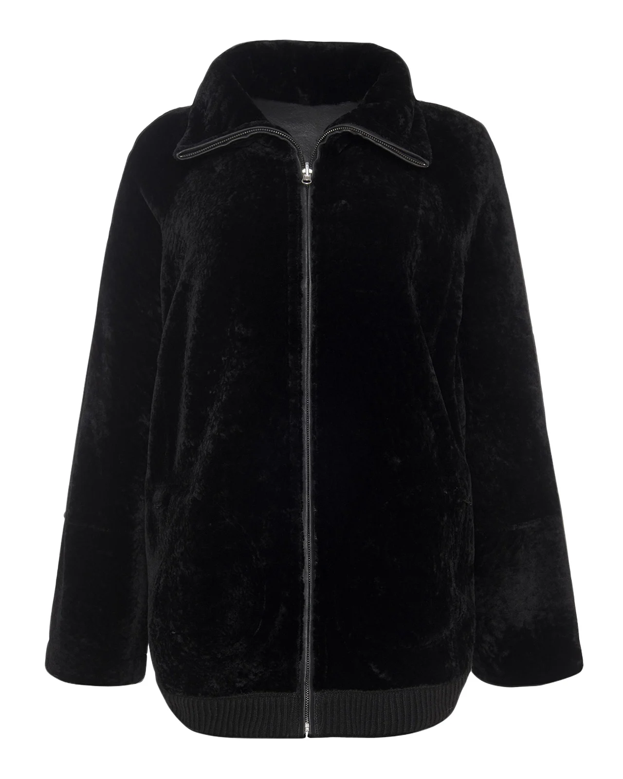 Textured Shearling Lamb Zip Jacket Textured Shearling Lamb Zip Jacket