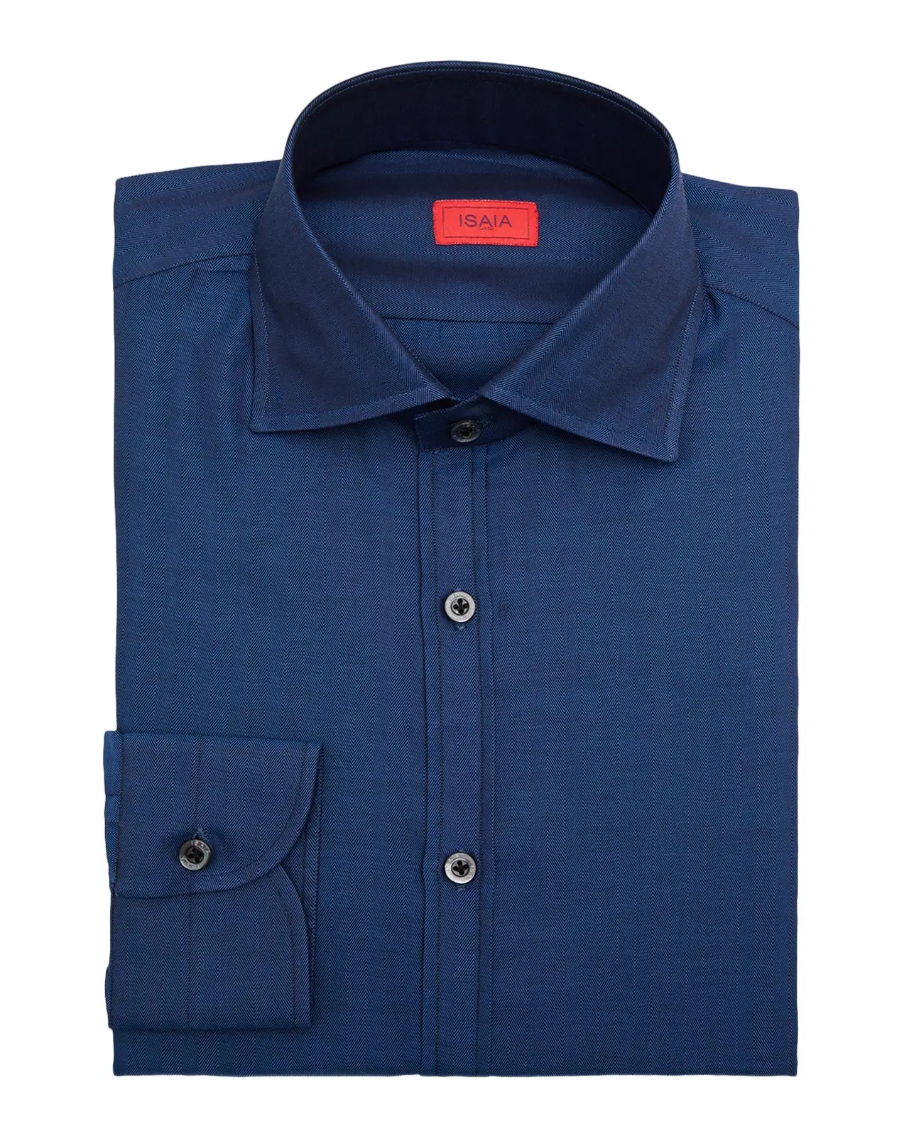 Isaia Men's Cotton Micro-Herringbone Dress Shirt