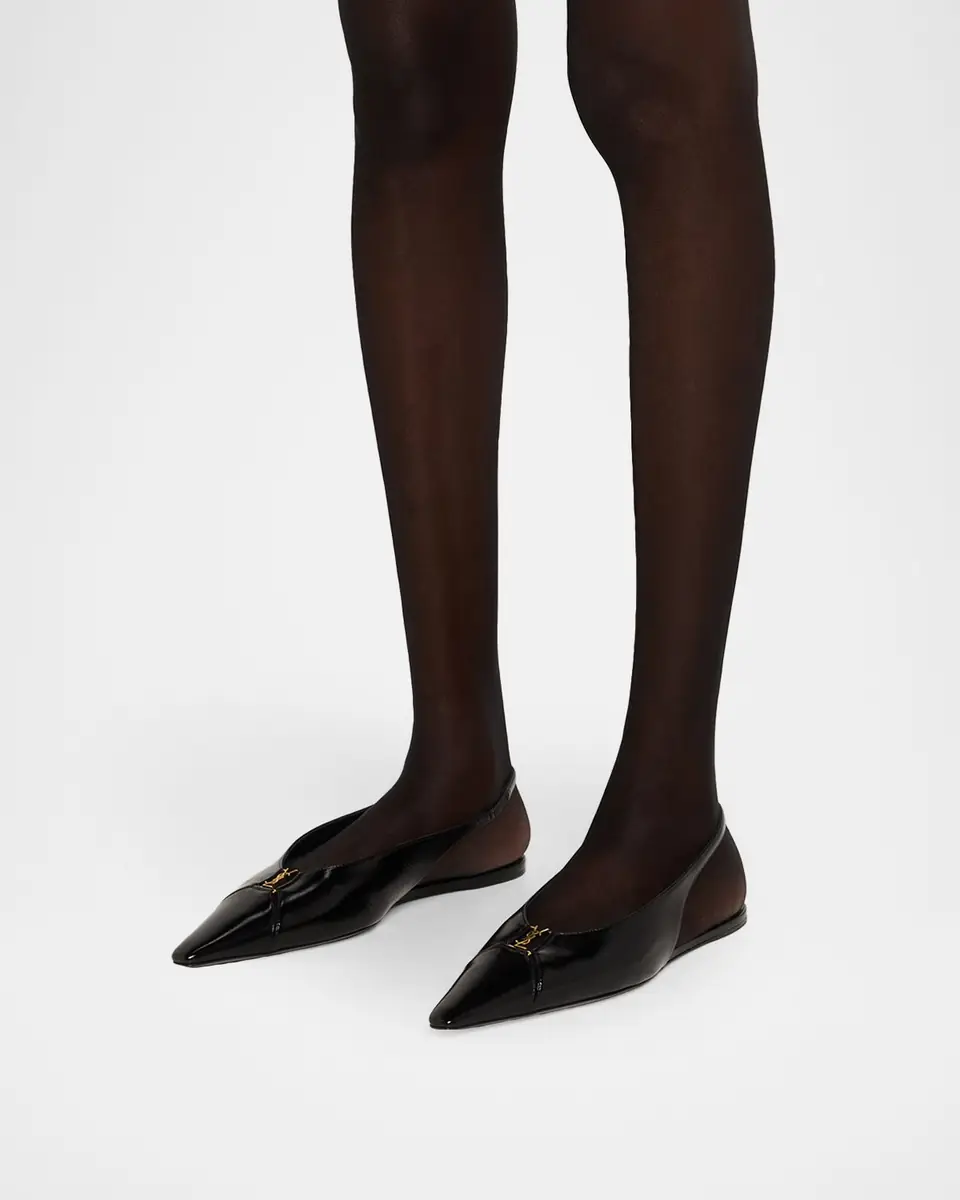 Saint Laurent Babylone Leather YSL Slingback Ballerina Flats | Thumbnail 2 Saint Laurent Babylone Leather YSL Slingback Ballerina Flats | Thumbnail 2