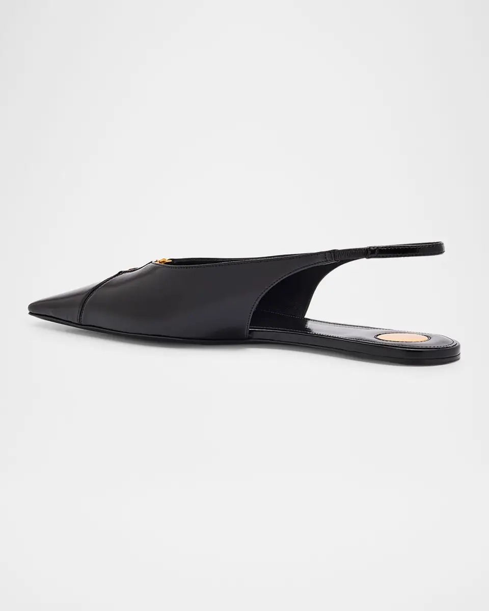 Saint Laurent Babylone Leather YSL Slingback Ballerina Flats | Thumbnail 4 Saint Laurent Babylone Leather YSL Slingback Ballerina Flats | Thumbnail 4