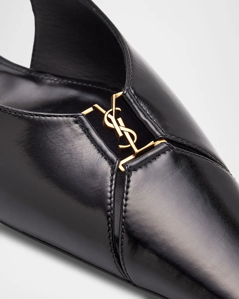 Saint Laurent Babylone Leather YSL Slingback Ballerina Flats | Thumbnail 5 Saint Laurent Babylone Leather YSL Slingback Ballerina Flats | Thumbnail 5