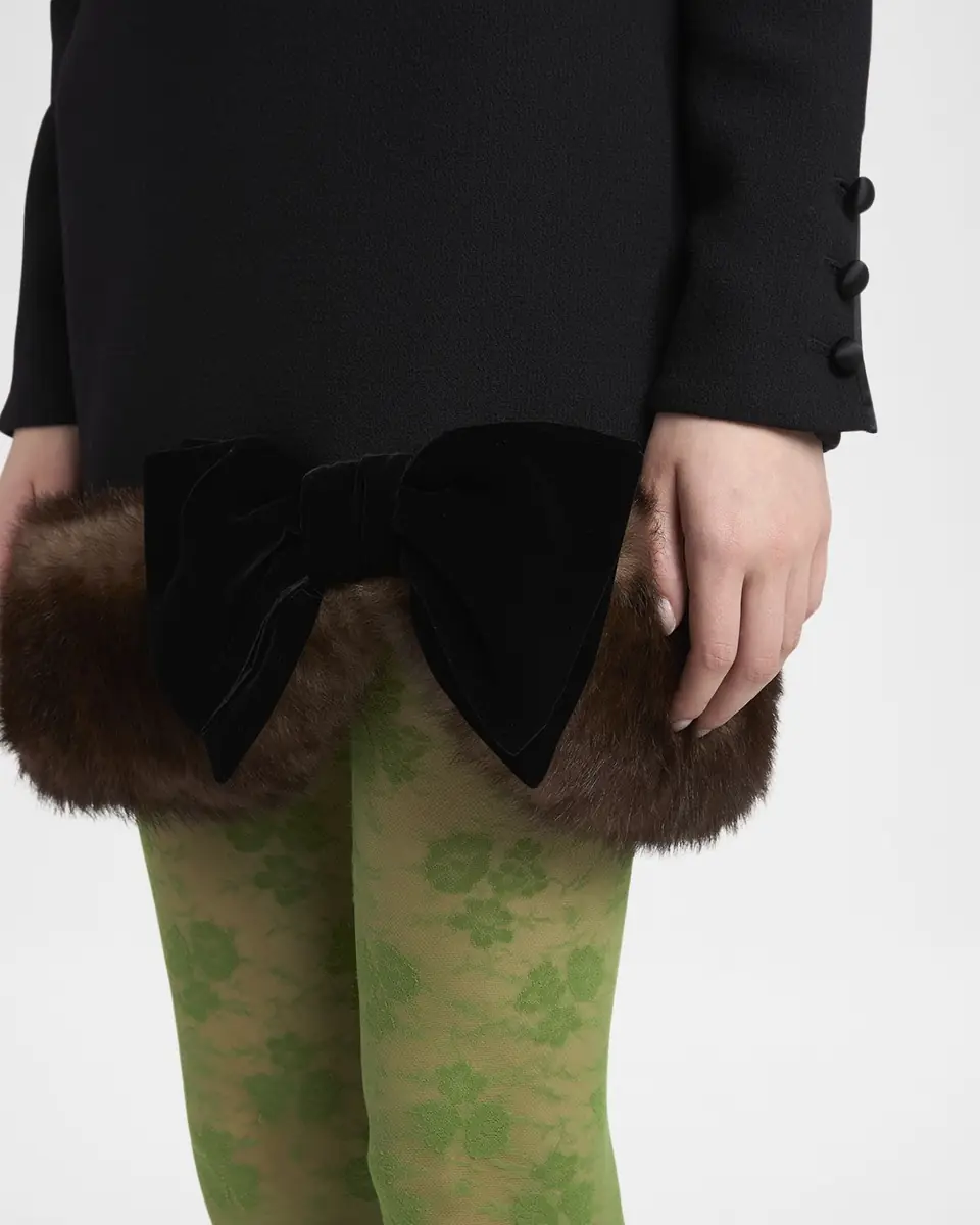 Valentino Garavani Turtleneck Long-Sleeve Sheep Shearling-Trim Mini Dress | Thumbnail 5 Valentino Garavani Turtleneck Long-Sleeve Sheep Shearling-Trim Mini Dress | Thumbnail 5