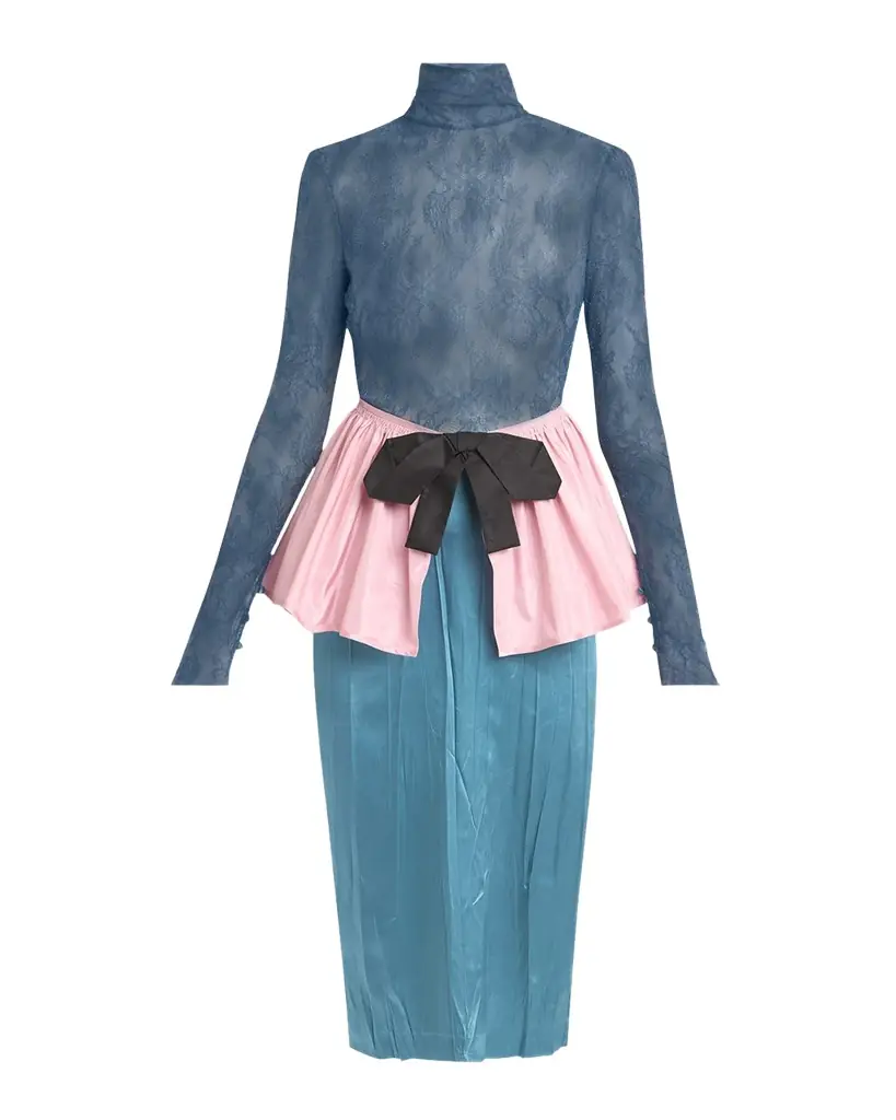 Valentino Garavani Lace Colorblock Peplum Dress | Image 1 Valentino Garavani Lace Colorblock Peplum Dress | Image 1
