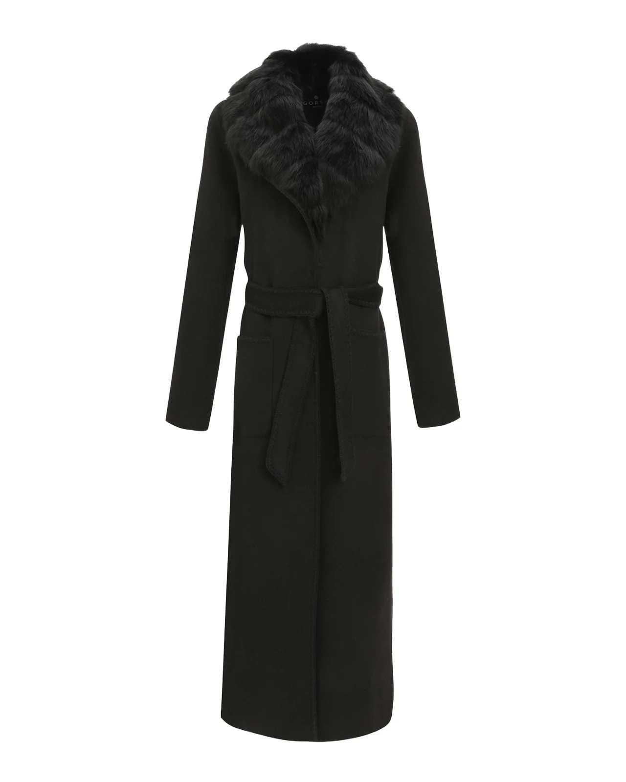Belted Cashmere-Wool Coat with Detachable Merinillo Lamb Shearling Collar