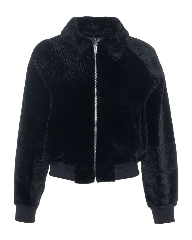 Reversible Textured Lamb Shearling Zip Jacket Reversible Textured Lamb Shearling Zip Jacket