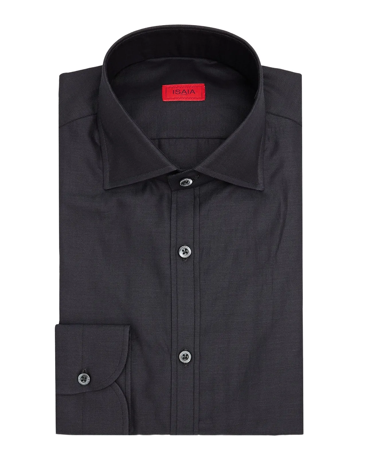 Isaia Men's Cotton Micro-Herringbone Dress Shirt