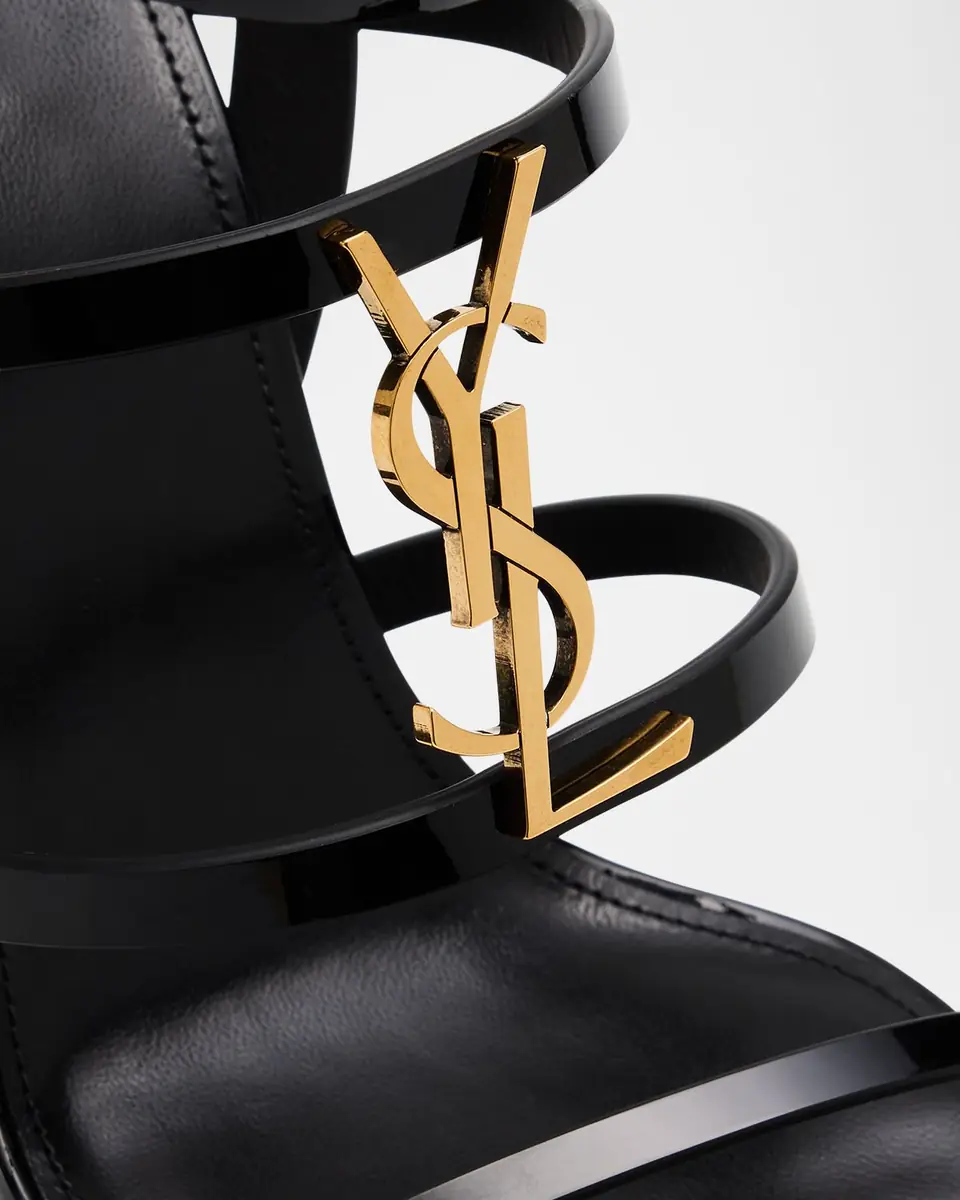 Saint Laurent Cassandra YSL Medallion Leather Stiletto Sandals | Thumbnail 6