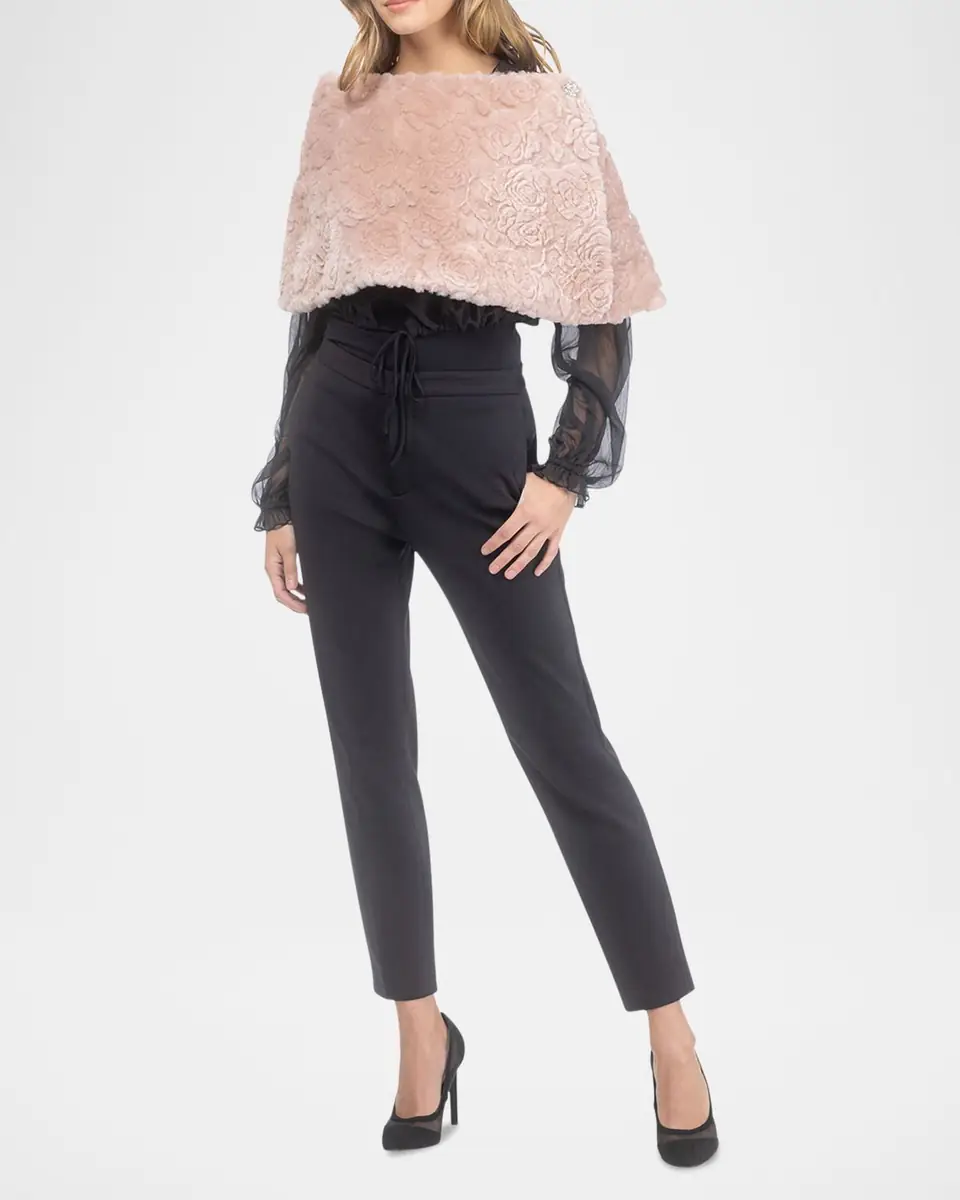 Gorski Rose Printed Select Lamb Shearling Capelet | Thumbnail 2