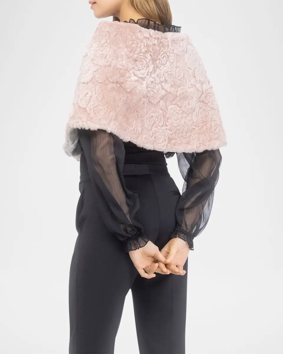 Gorski Rose Printed Select Lamb Shearling Capelet | Thumbnail 3