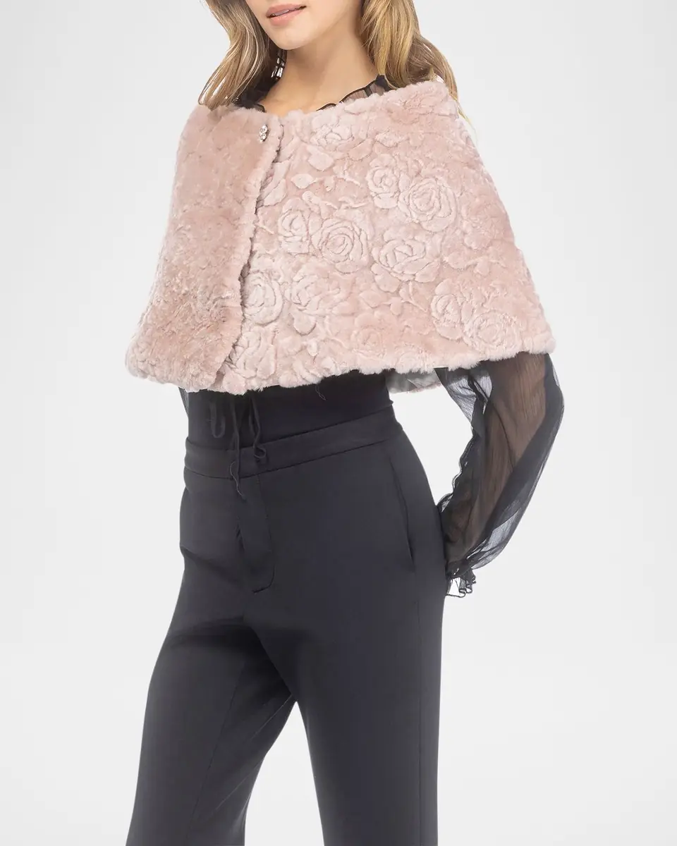 Gorski Rose Printed Select Lamb Shearling Capelet | Thumbnail 4