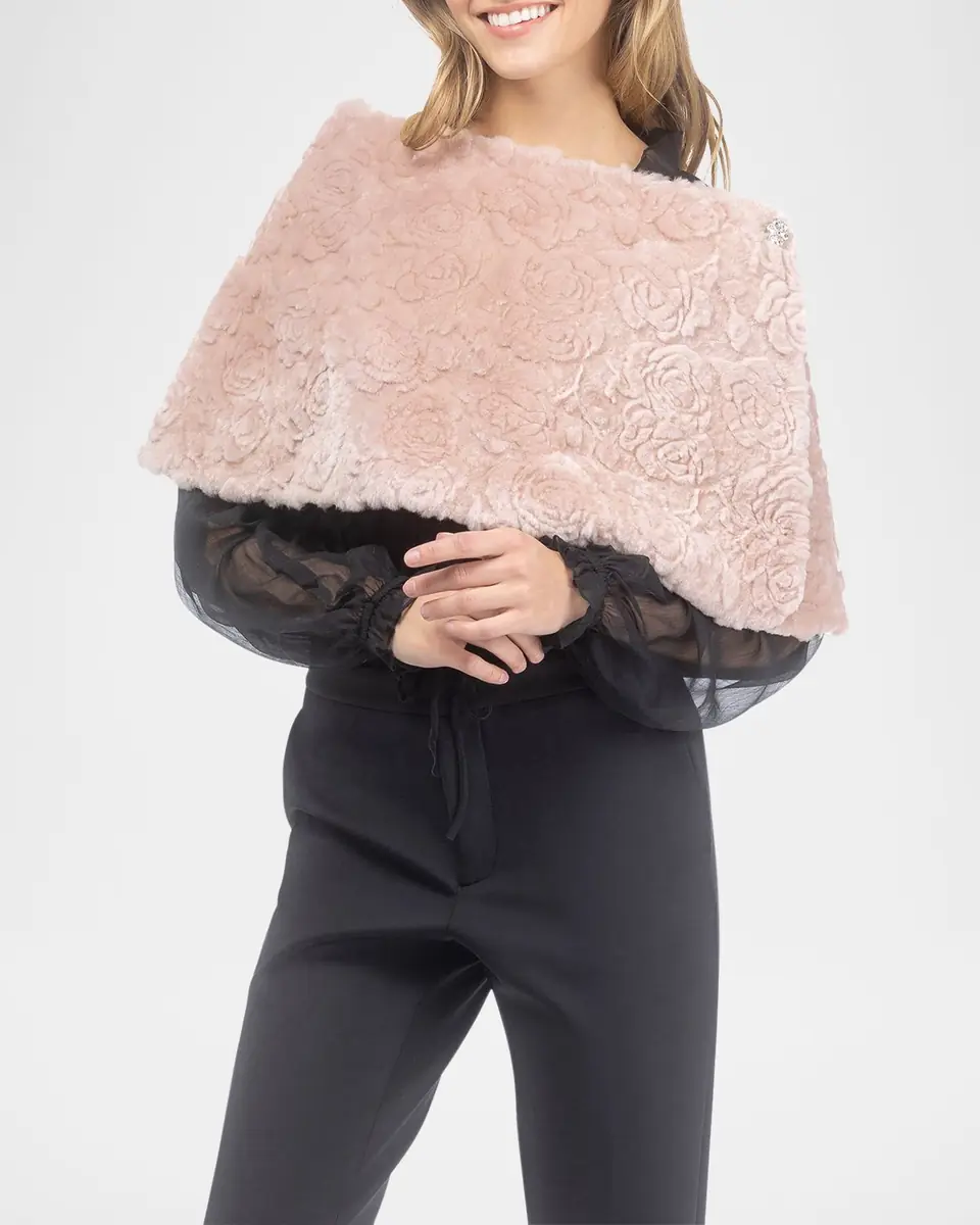 Gorski Rose Printed Select Lamb Shearling Capelet | Thumbnail 5