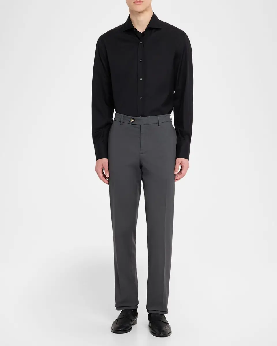 Brunello Cucinelli Men's American Pima Italian-Fit Chino Trousers | Thumbnail 2 Brunello Cucinelli Men's American Pima Italian-Fit Chino Trousers | Thumbnail 2