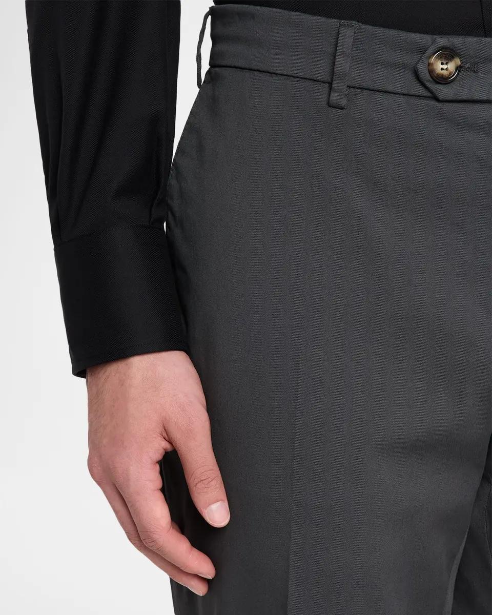 Brunello Cucinelli Men's American Pima Italian-Fit Chino Trousers | Thumbnail 5 Brunello Cucinelli Men's American Pima Italian-Fit Chino Trousers | Thumbnail 5