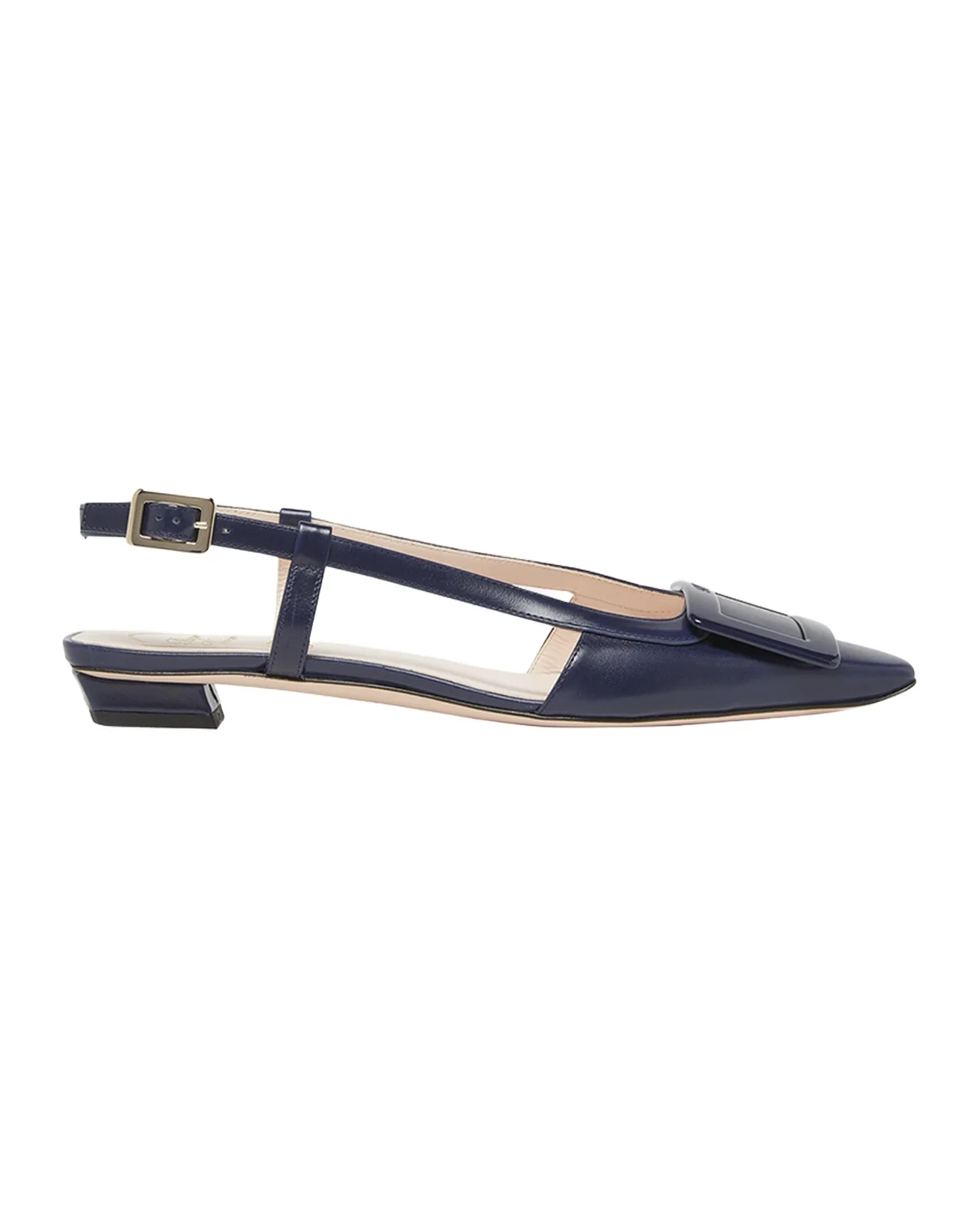 Belle Vivier Leather Buckle Kitten-Heel Slingback Pumps Belle Vivier Leather Buckle Kitten-Heel Slingback Pumps