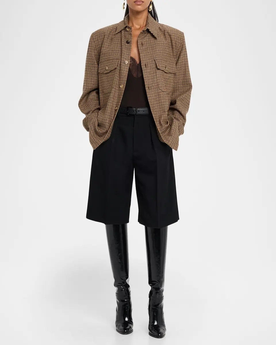 Saint Laurent Houndstooth Wool Shirt Jacket | Thumbnail 2 Saint Laurent Houndstooth Wool Shirt Jacket | Thumbnail 2