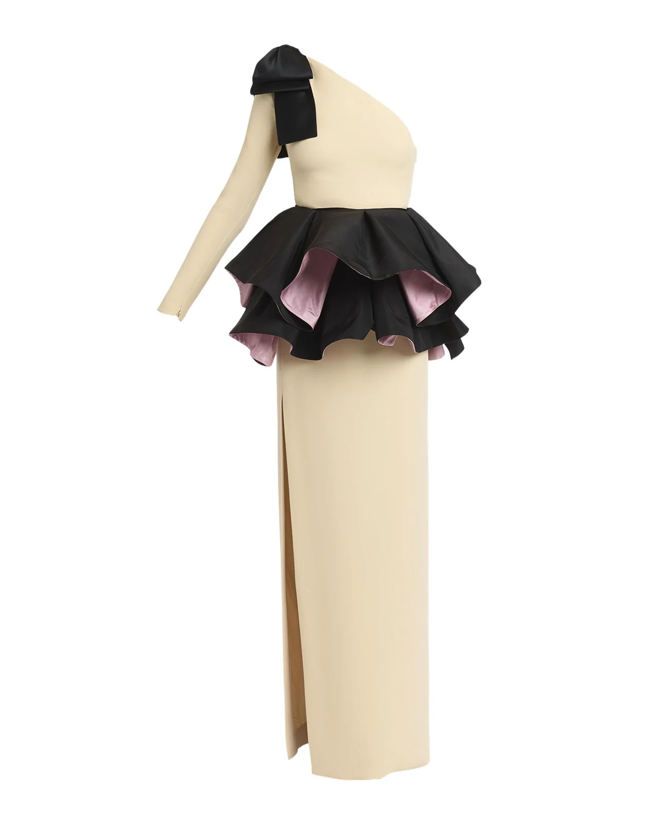 One-Shoulder Peplum Column Gown One-Shoulder Peplum Column Gown
