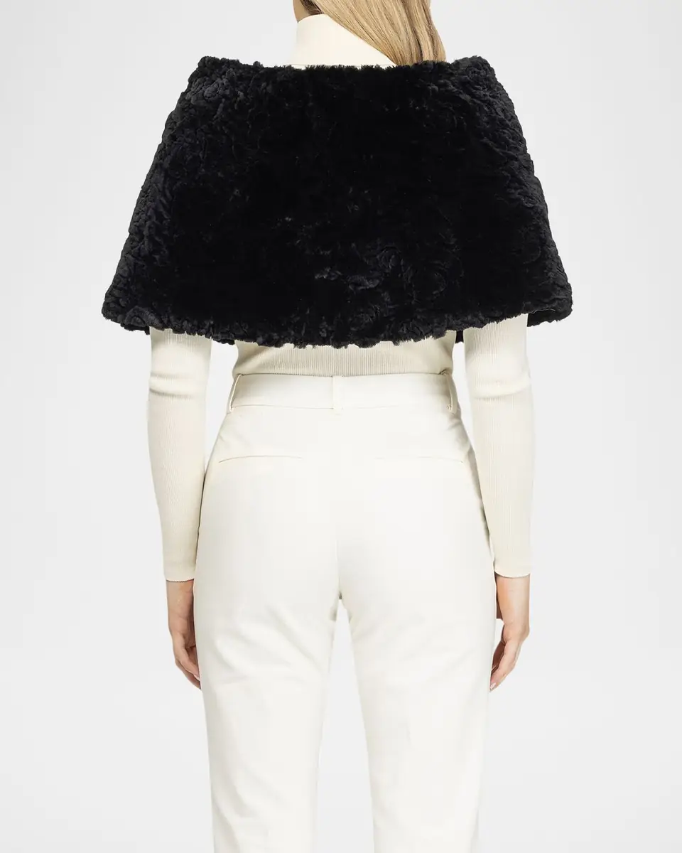 Gorski Rose Printed Select Lamb Shearling Capelet | Thumbnail 3