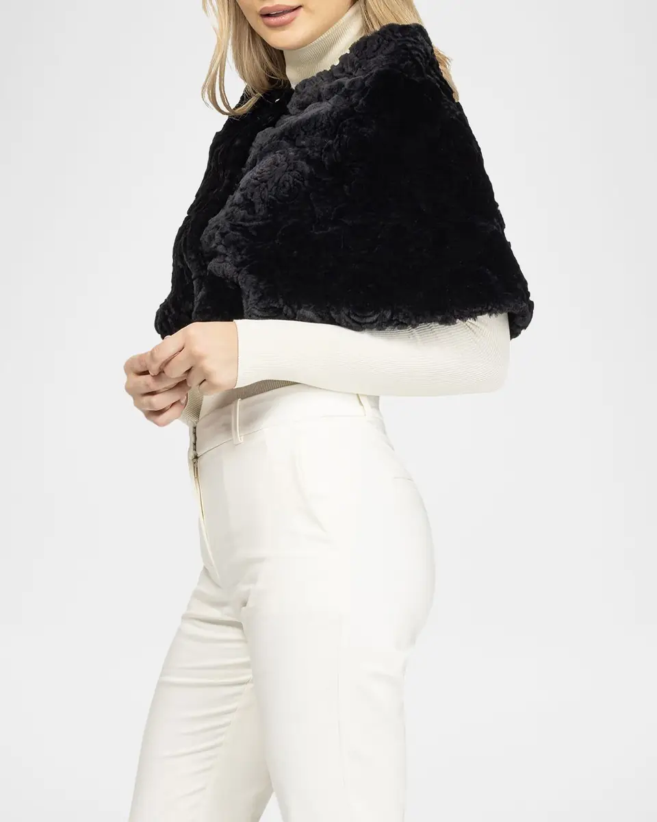 Gorski Rose Printed Select Lamb Shearling Capelet | Thumbnail 4
