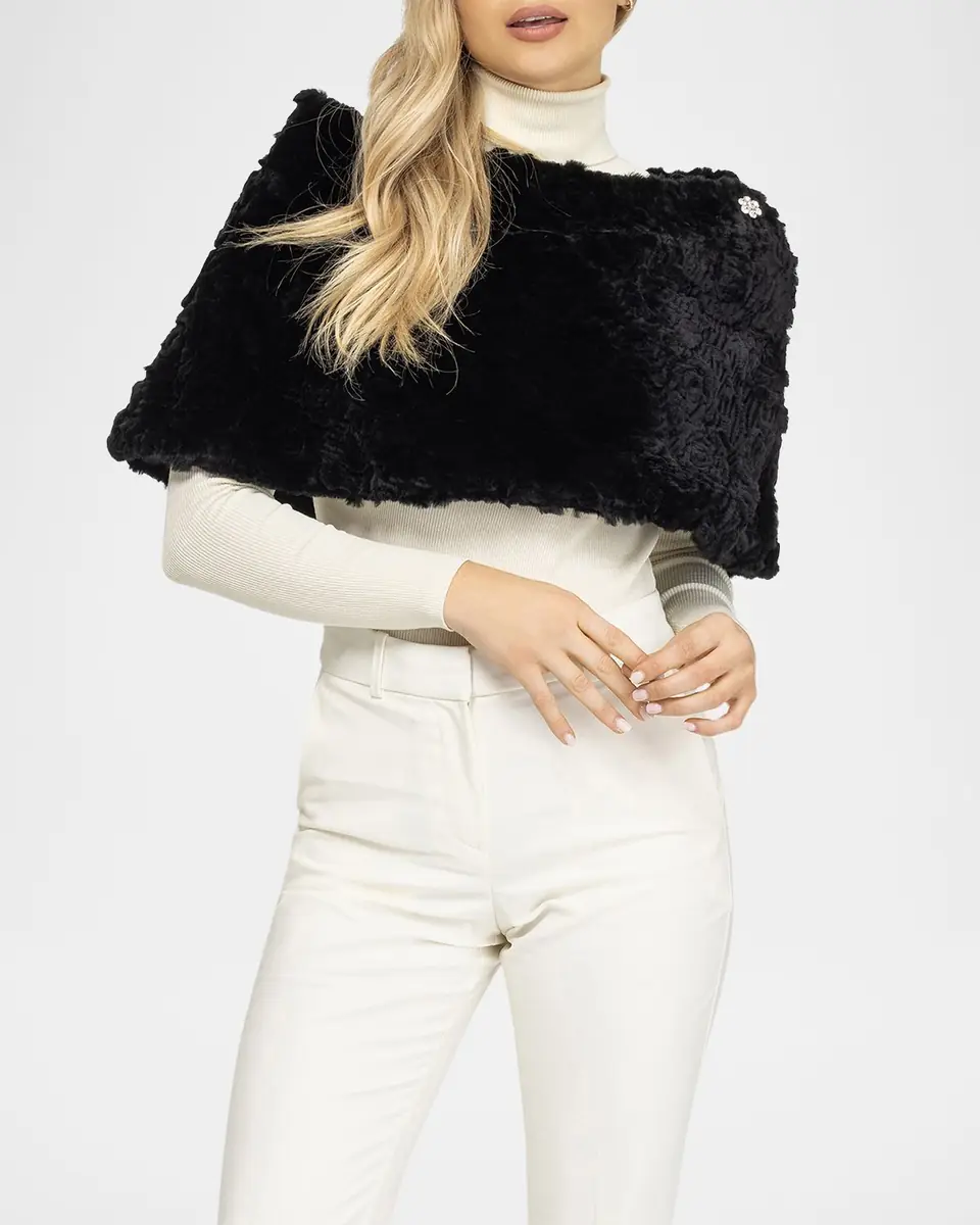 Gorski Rose Printed Select Lamb Shearling Capelet | Thumbnail 5
