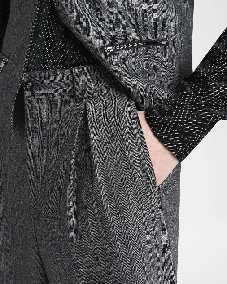 Giorgio Armani Men's Chevron Pattern Wool Cashmere Blend Shawl Lapel Double Breasted Suit | Thumbnail 9 Giorgio Armani Men's Chevron Pattern Wool Cashmere Blend Shawl Lapel Double Breasted Suit | Thumbnail 9